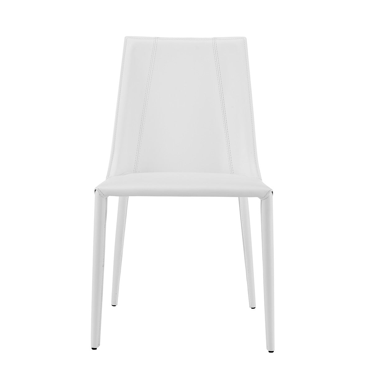 White Upholstered Leather Dining Side Chair-Dining Chairs-DECOROLALA