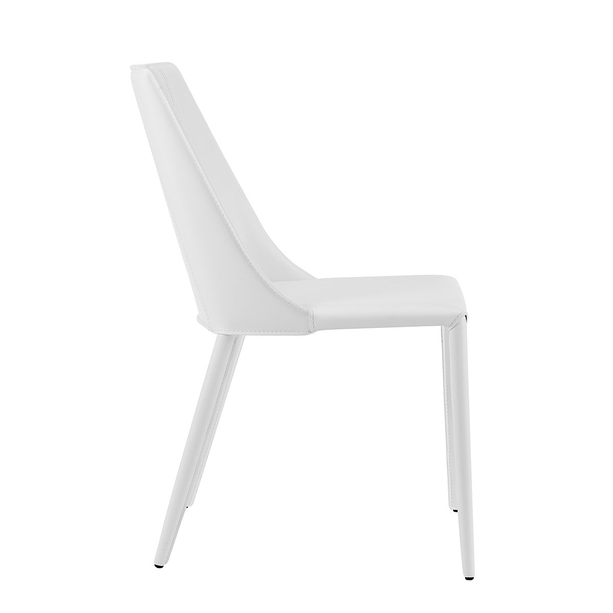 White Upholstered Leather Dining Side Chair-Dining Chairs-DECOROLALA
