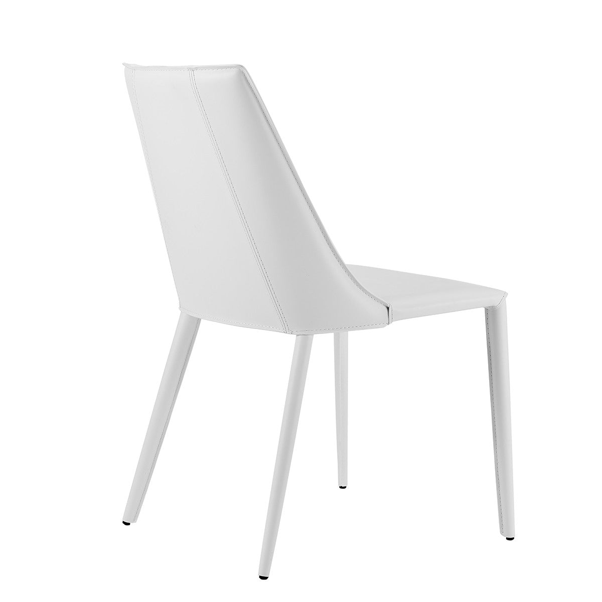 White Upholstered Leather Dining Side Chair-Dining Chairs-DECOROLALA