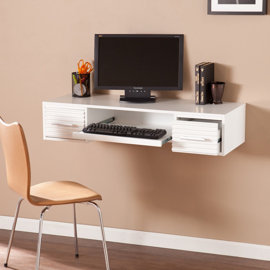 White Wall Mount Desk with Drawers-Desks-DECOROLALA