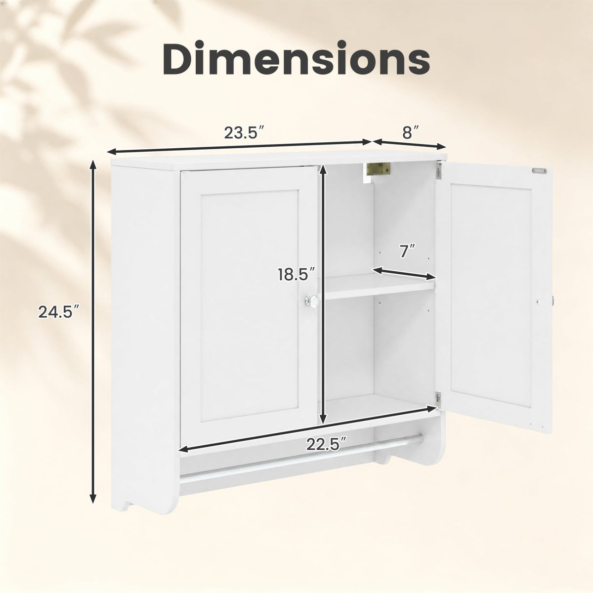 White Wall Mounted Bathroom Medicine Cabinet with Towel Bar-Wall Cabinets-DECOROLALA