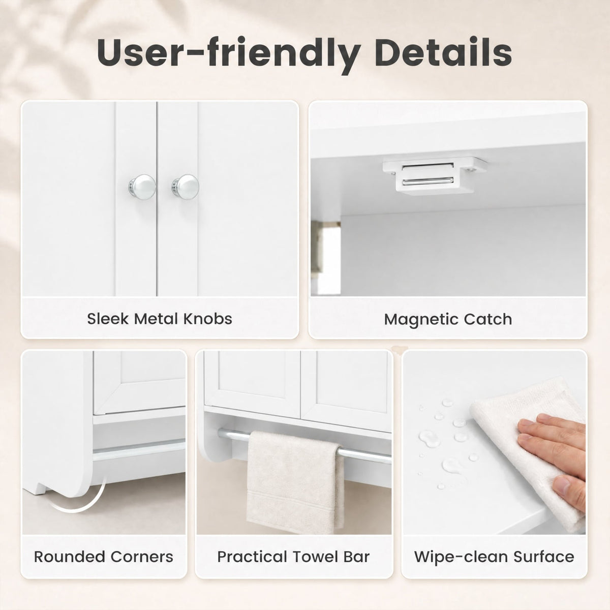 White Wall Mounted Bathroom Medicine Cabinet with Towel Bar-Wall Cabinets-DECOROLALA
