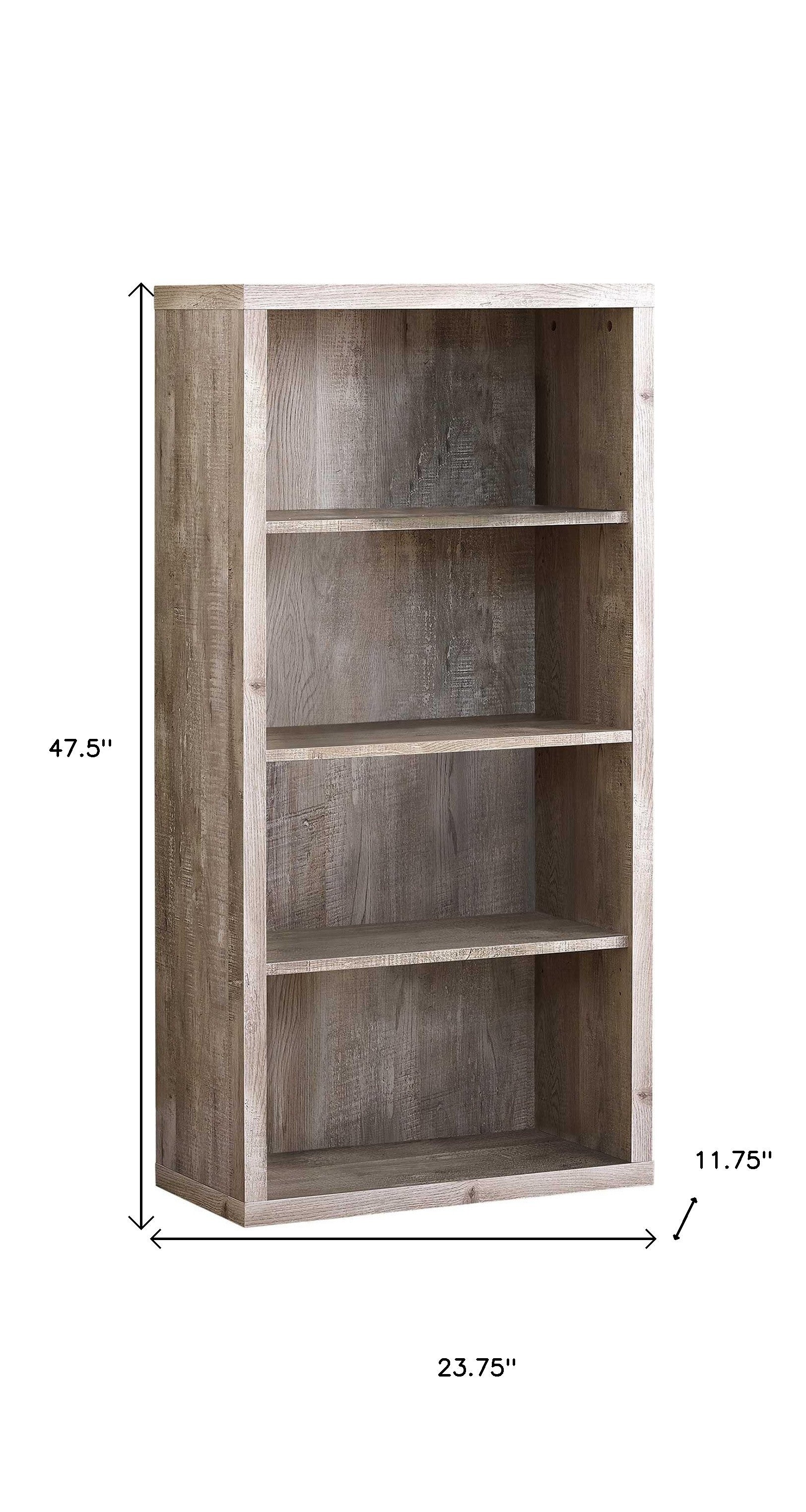 White Wood Adjustable Four Tier Bookcase-Bookcases-DECOROLALA