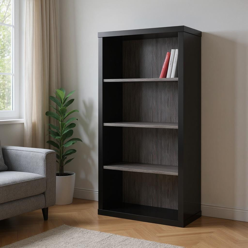 White Wood Adjustable Four Tier Bookcase-Bookcases-DECOROLALA