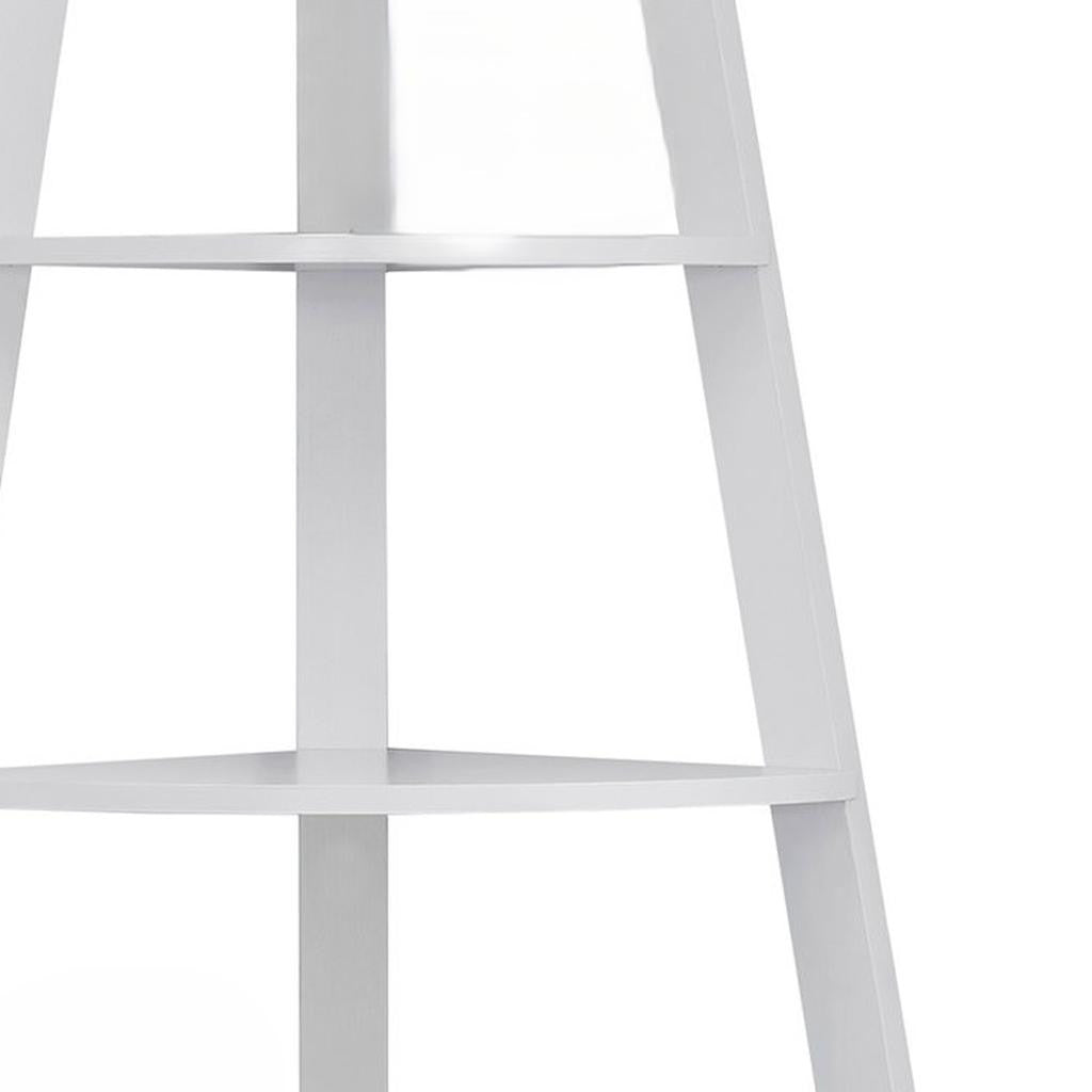 White Wood Four Tier Corner Bookcase-Bookcases-DECOROLALA