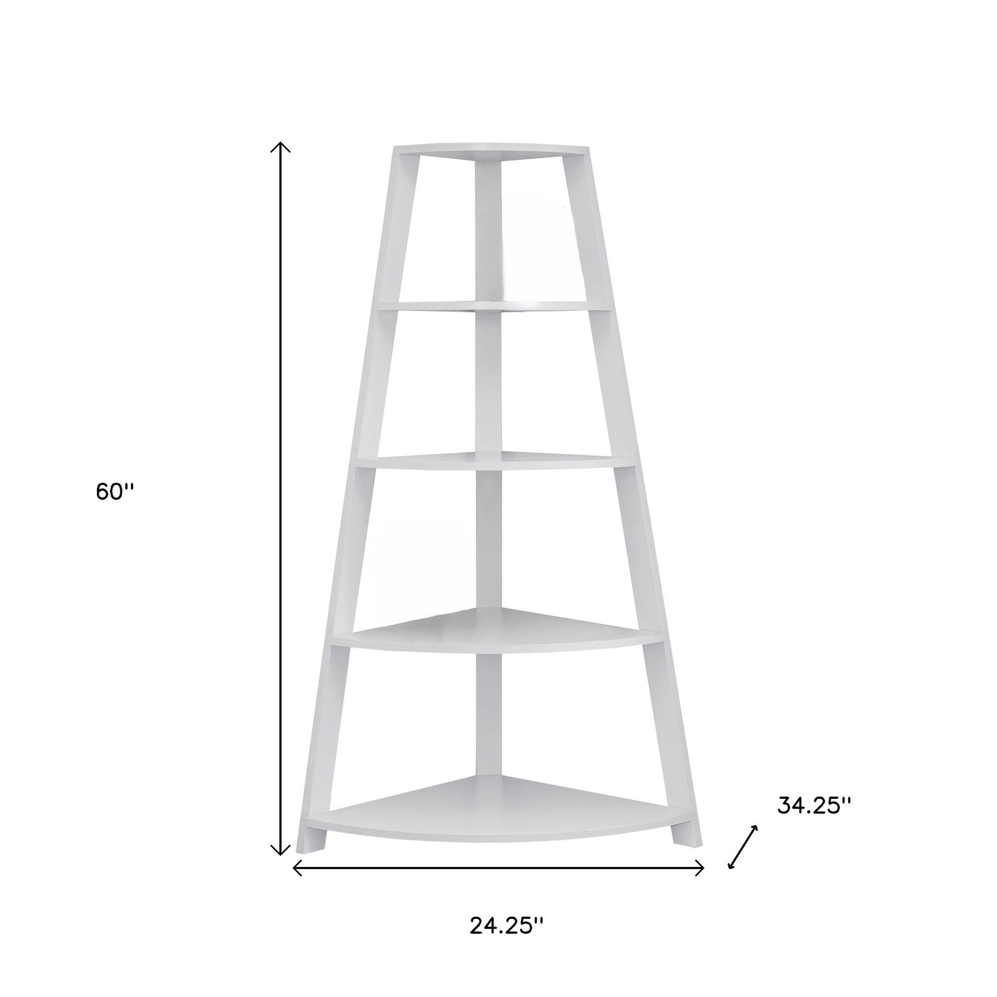 White Wood Four Tier Corner Bookcase-Bookcases-DECOROLALA