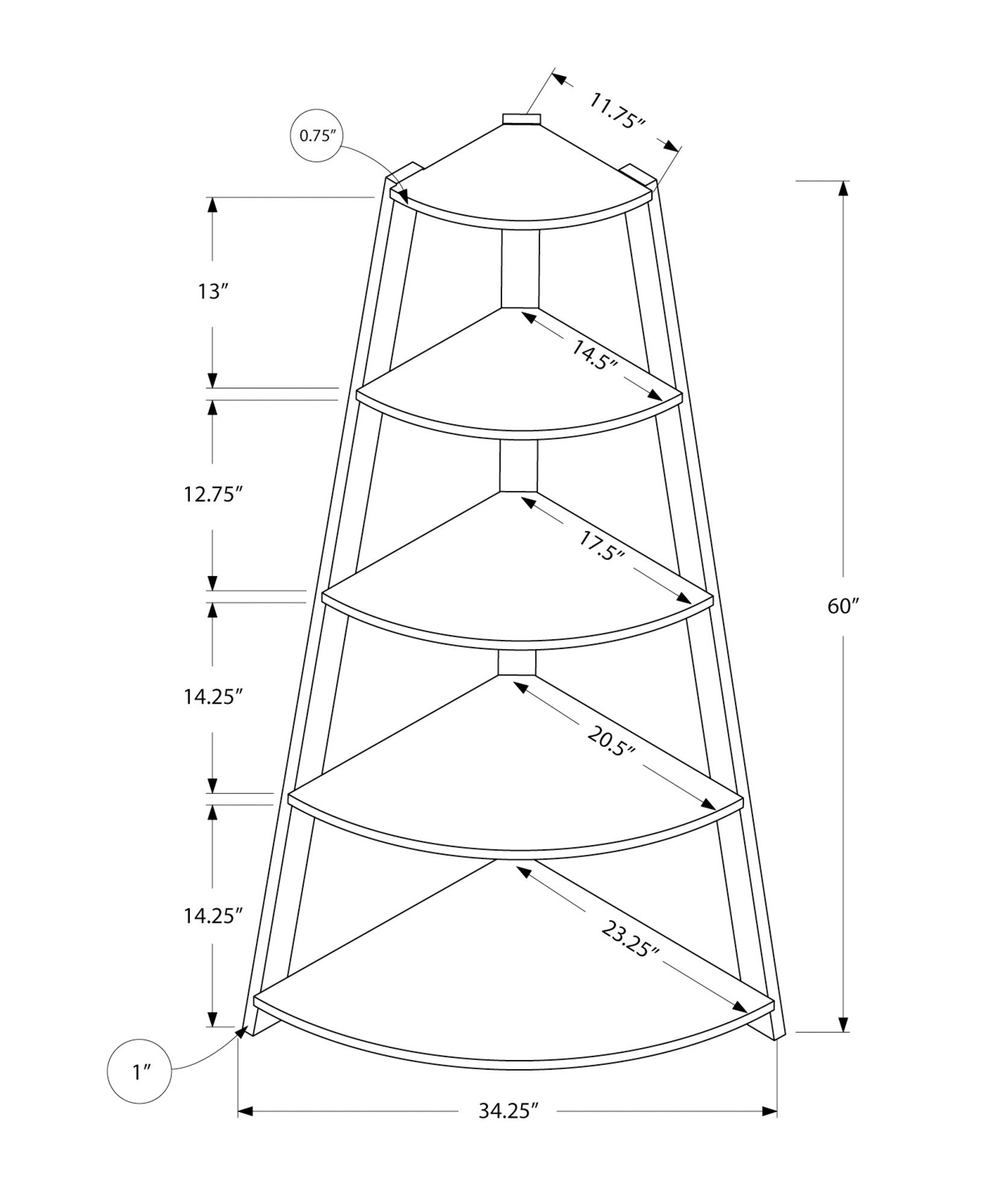 White Wood Four Tier Corner Bookcase-Bookcases-DECOROLALA