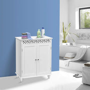 White Wooden 2-Door Storage Cabinet Cupboard-Floor Cabinets-DECOROLALA