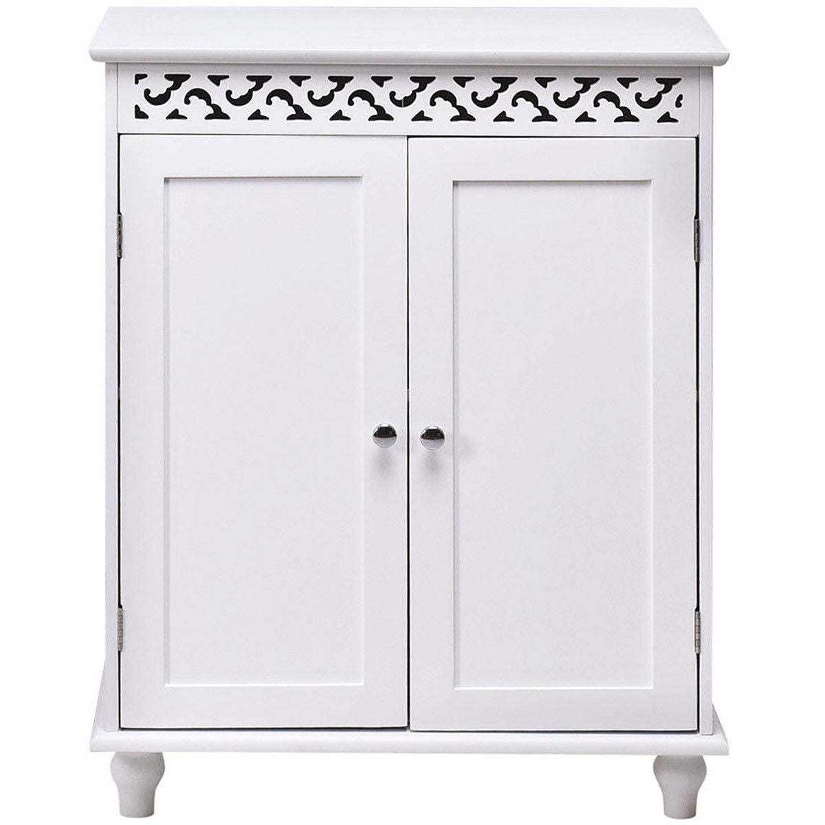 White Wooden 2-Door Storage Cabinet Cupboard-Floor Cabinets-DECOROLALA