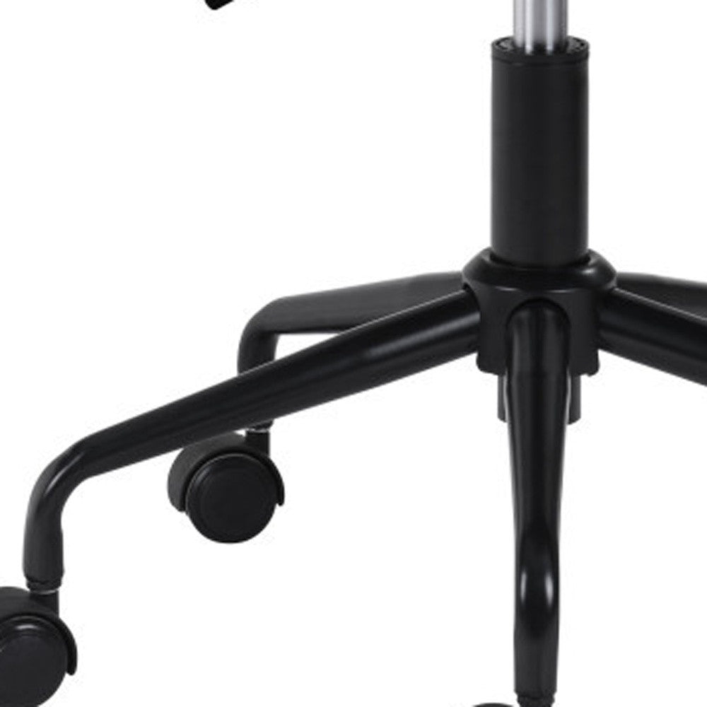 White and Black Adjustable Swivel Faux Leather Rolling Office Chair-Office Chairs-DECOROLALA