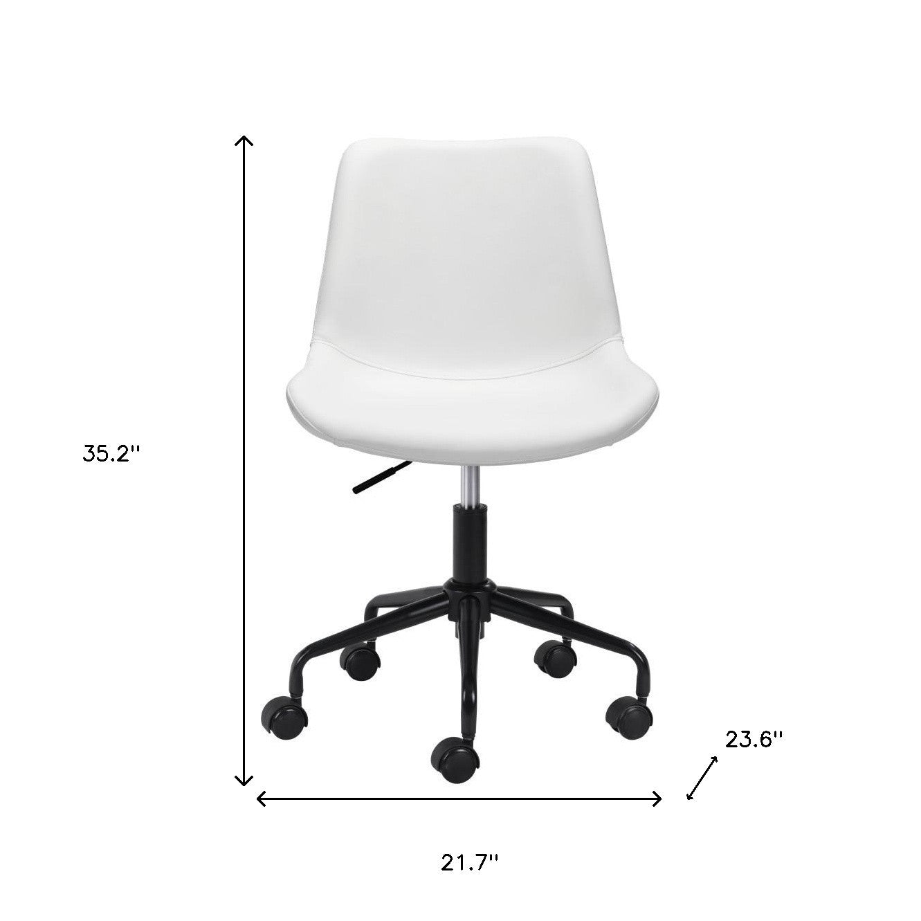 White and Black Adjustable Swivel Faux Leather Rolling Office Chair-Office Chairs-DECOROLALA