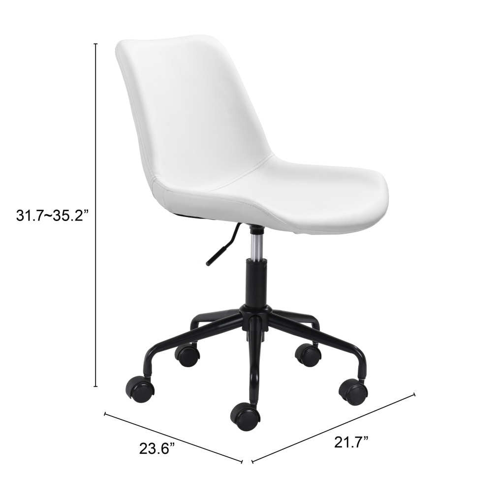 White and Black Adjustable Swivel Faux Leather Rolling Office Chair-Office Chairs-DECOROLALA