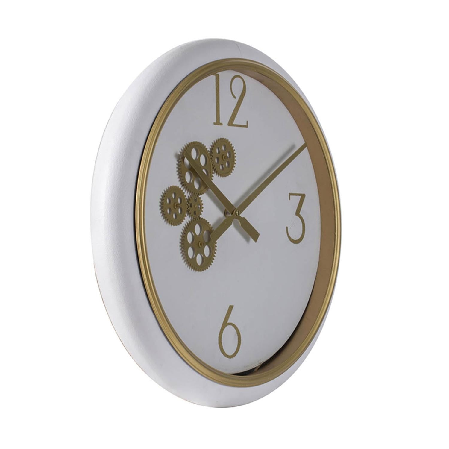 White and Gold Gears Minimal Wall Clock-Wall Clocks-DECOROLALA