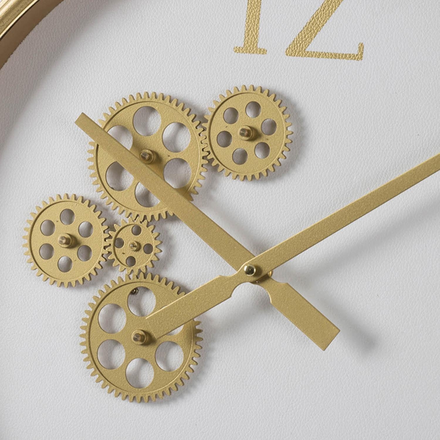 White and Gold Gears Minimal Wall Clock-Wall Clocks-DECOROLALA