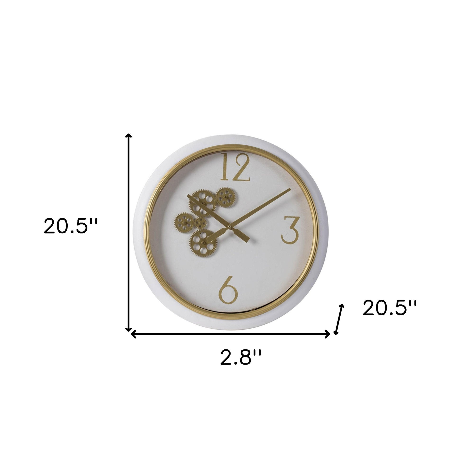 White and Gold Gears Minimal Wall Clock-Wall Clocks-DECOROLALA