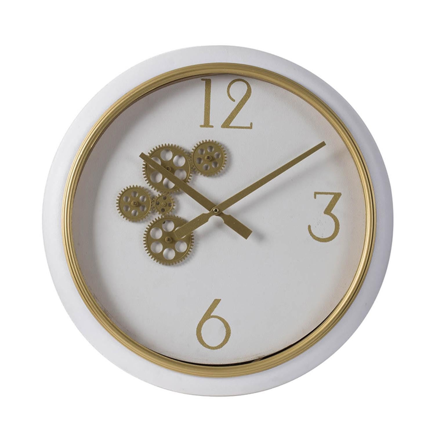 White and Gold Gears Minimal Wall Clock-Wall Clocks-DECOROLALA