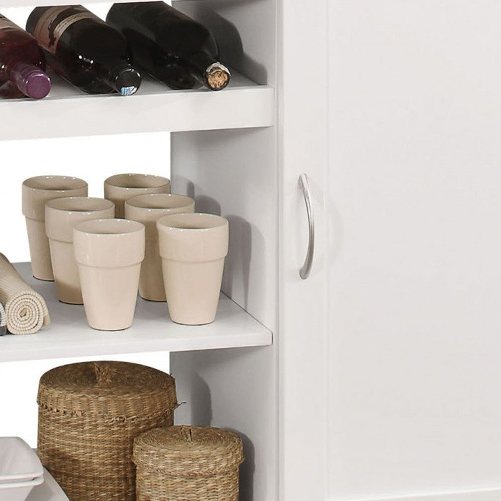 White and Natural 42" Rolling Kitchen Island With Storage-Kitchen Carts-Islands-DECOROLALA