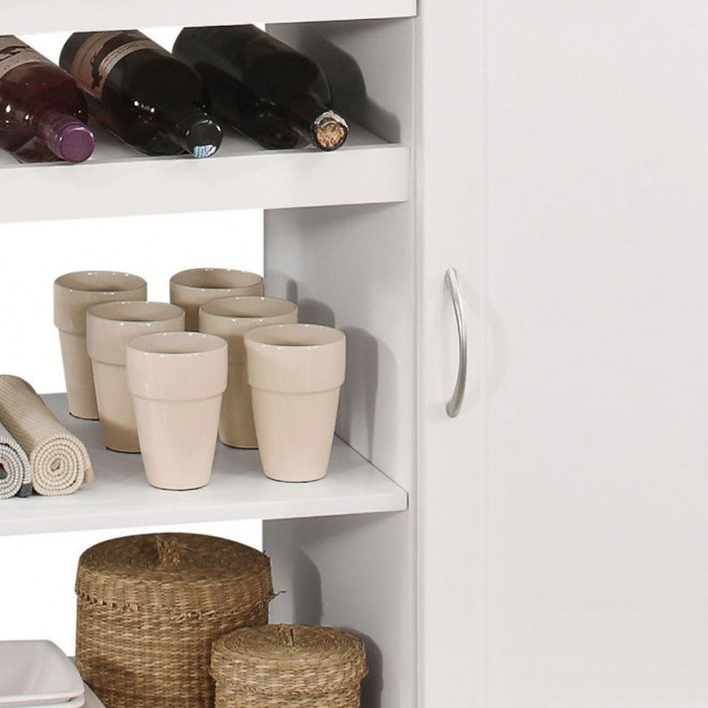 White and Natural 42" Rolling Kitchen Island With Storage-Kitchen Carts-Islands-DECOROLALA