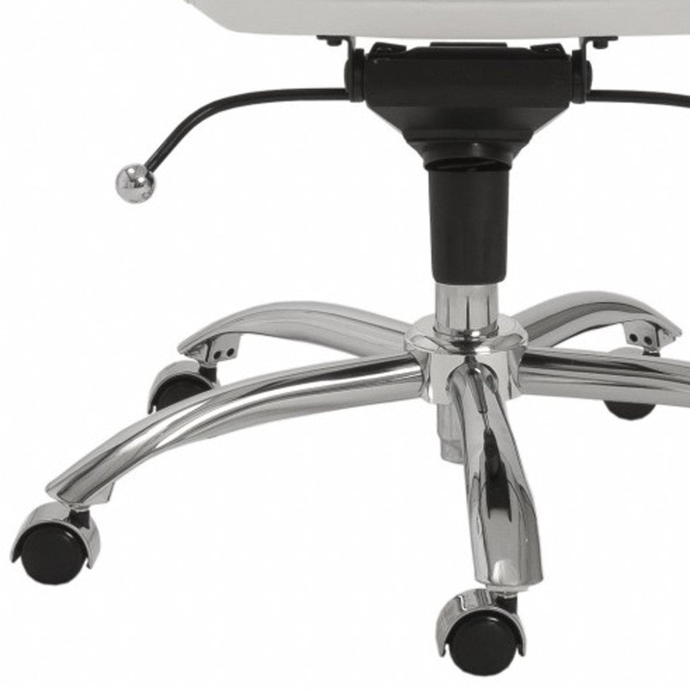 White and Silver Adjustable Swivel Faux Leather Rolling Conference Office Chair-Office Chairs-DECOROLALA