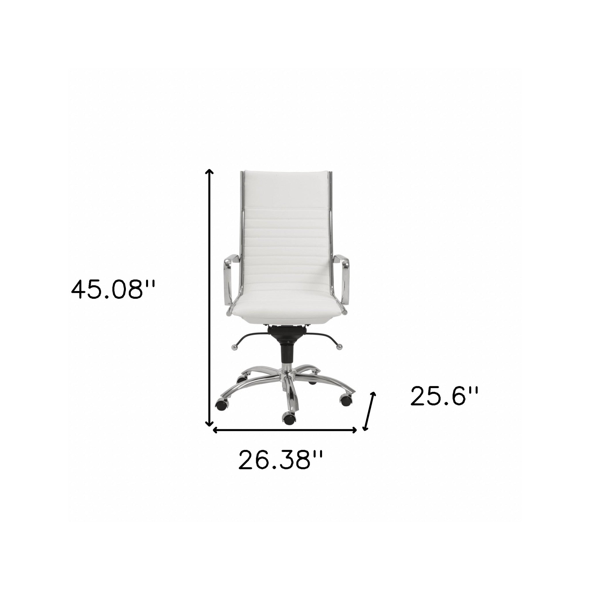 White and Silver Adjustable Swivel Faux Leather Rolling Conference Office Chair-Office Chairs-DECOROLALA