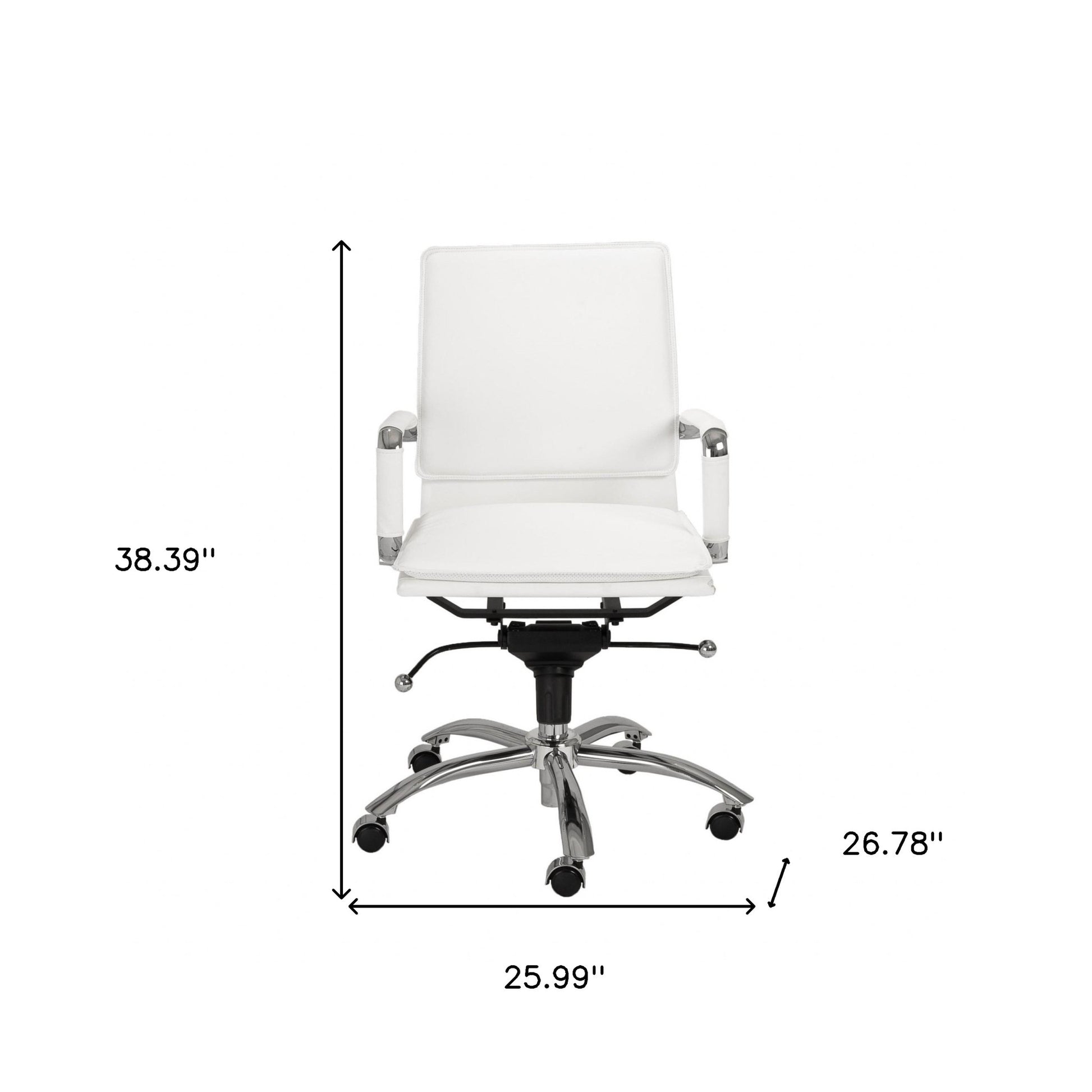 White and Silver Adjustable Swivel Faux Leather Rolling Conference Office Chair-Office Chairs-DECOROLALA