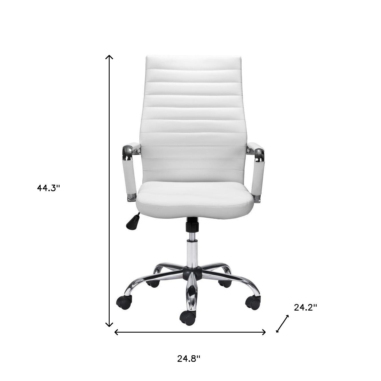 White and Silver Adjustable Swivel Faux Leather Rolling Conference Office Chair-Office Chairs-DECOROLALA
