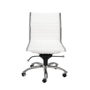 White and Silver Adjustable Swivel Faux Leather Rolling Conference Office Chair-Office Chairs-DECOROLALA