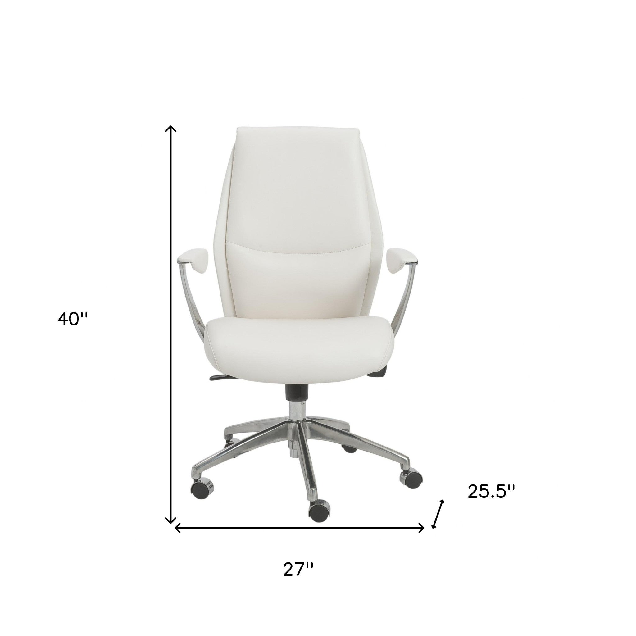 White and Silver Adjustable Swivel Faux Leather Rolling Executive Office Chair-Office Chairs-DECOROLALA
