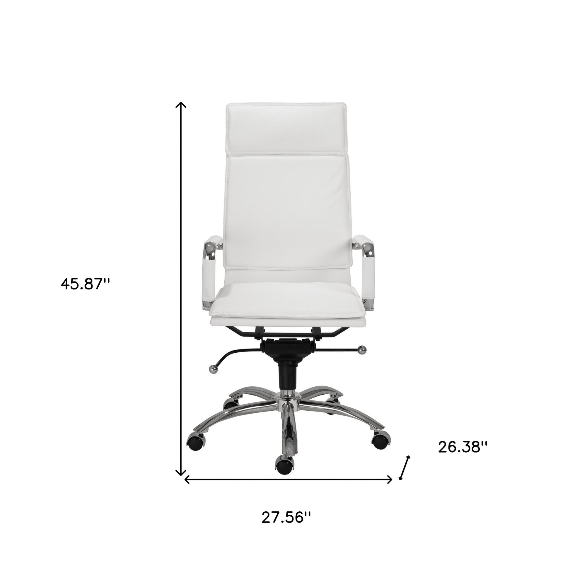 White and Silver Adjustable Swivel Faux Leather Rolling Executive Office Chair-Office Chairs-DECOROLALA