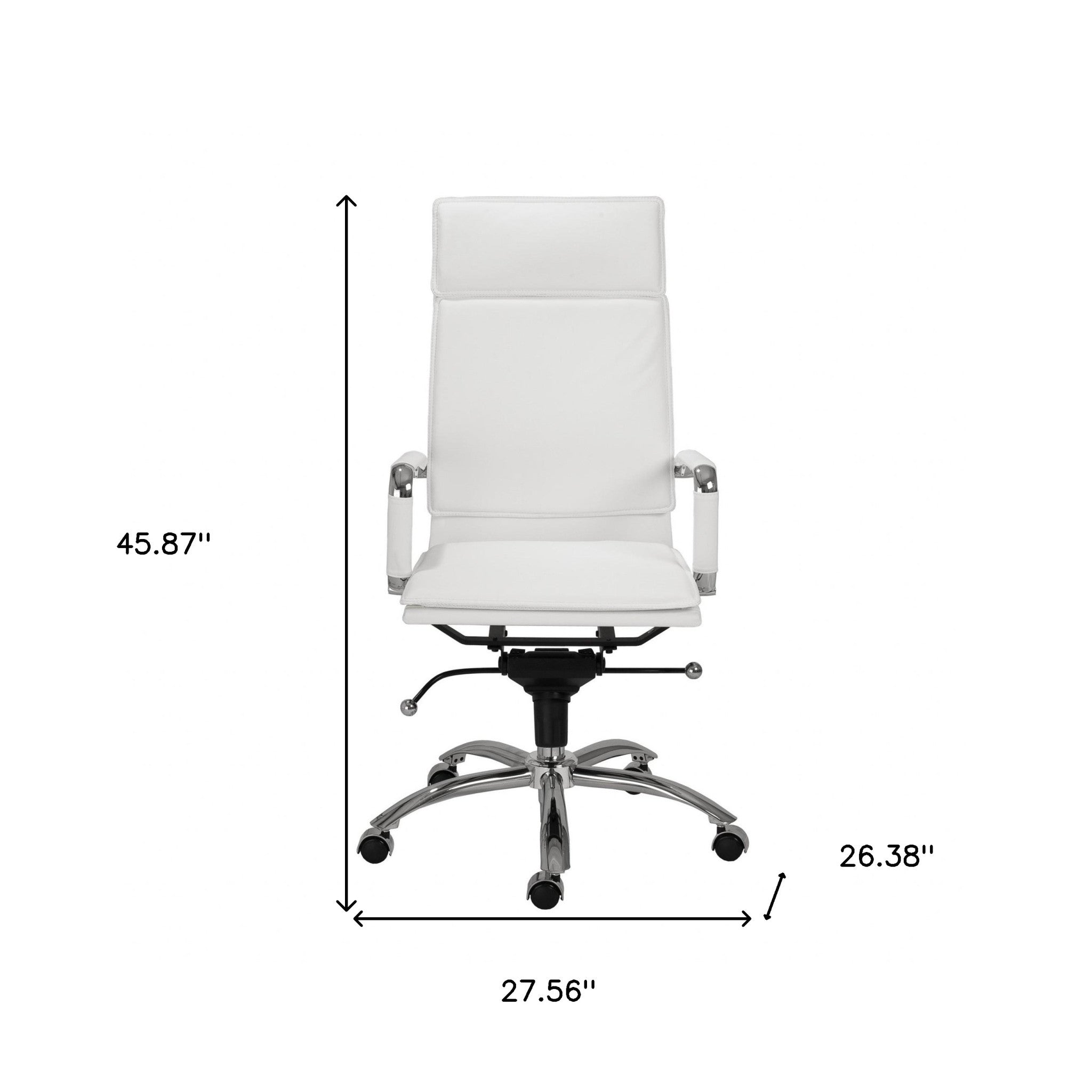 White and Silver Adjustable Swivel Faux Leather Rolling Executive Office Chair-Office Chairs-DECOROLALA