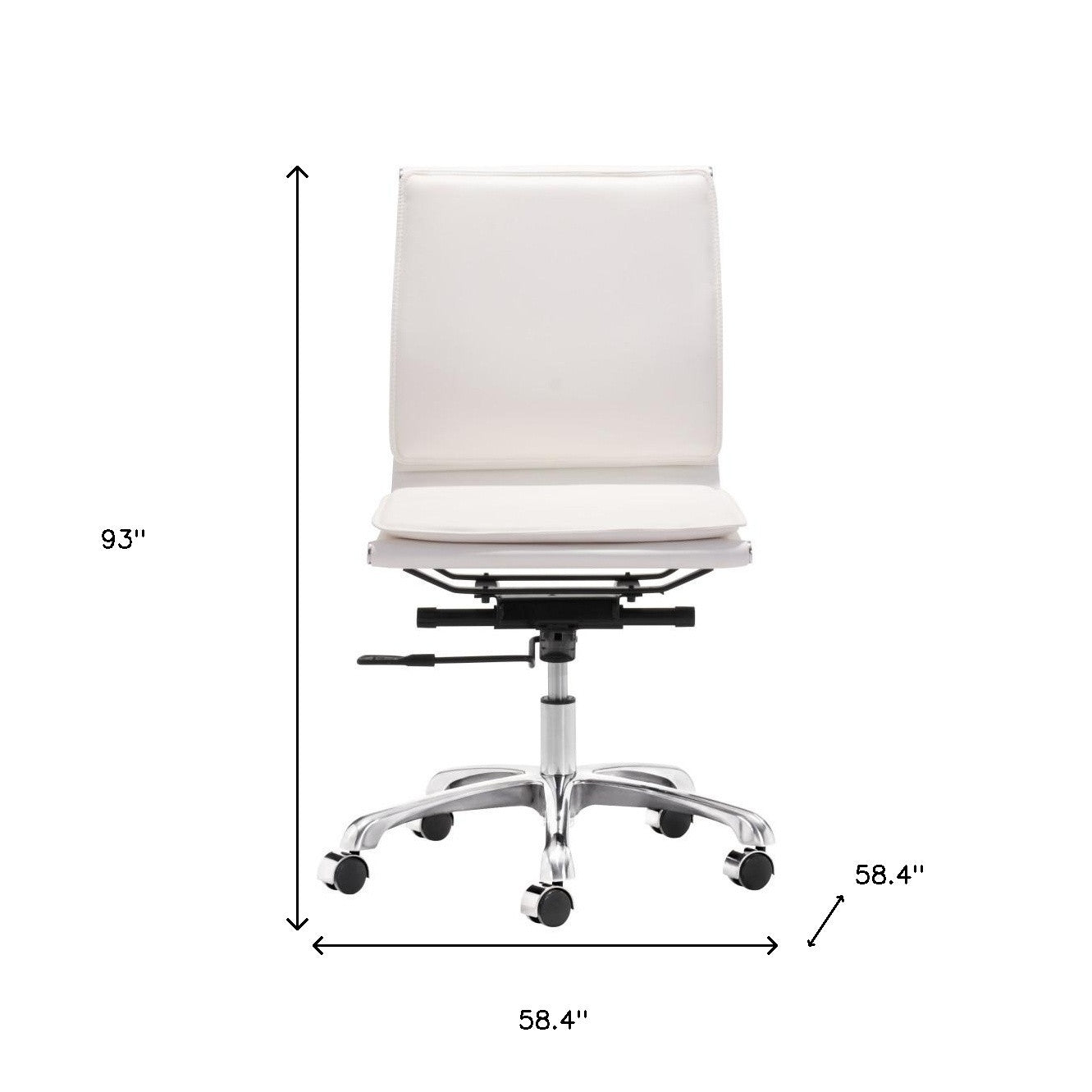 White and Silver Adjustable Swivel Faux Leather Rolling Executive Office Chair-Office Chairs-DECOROLALA