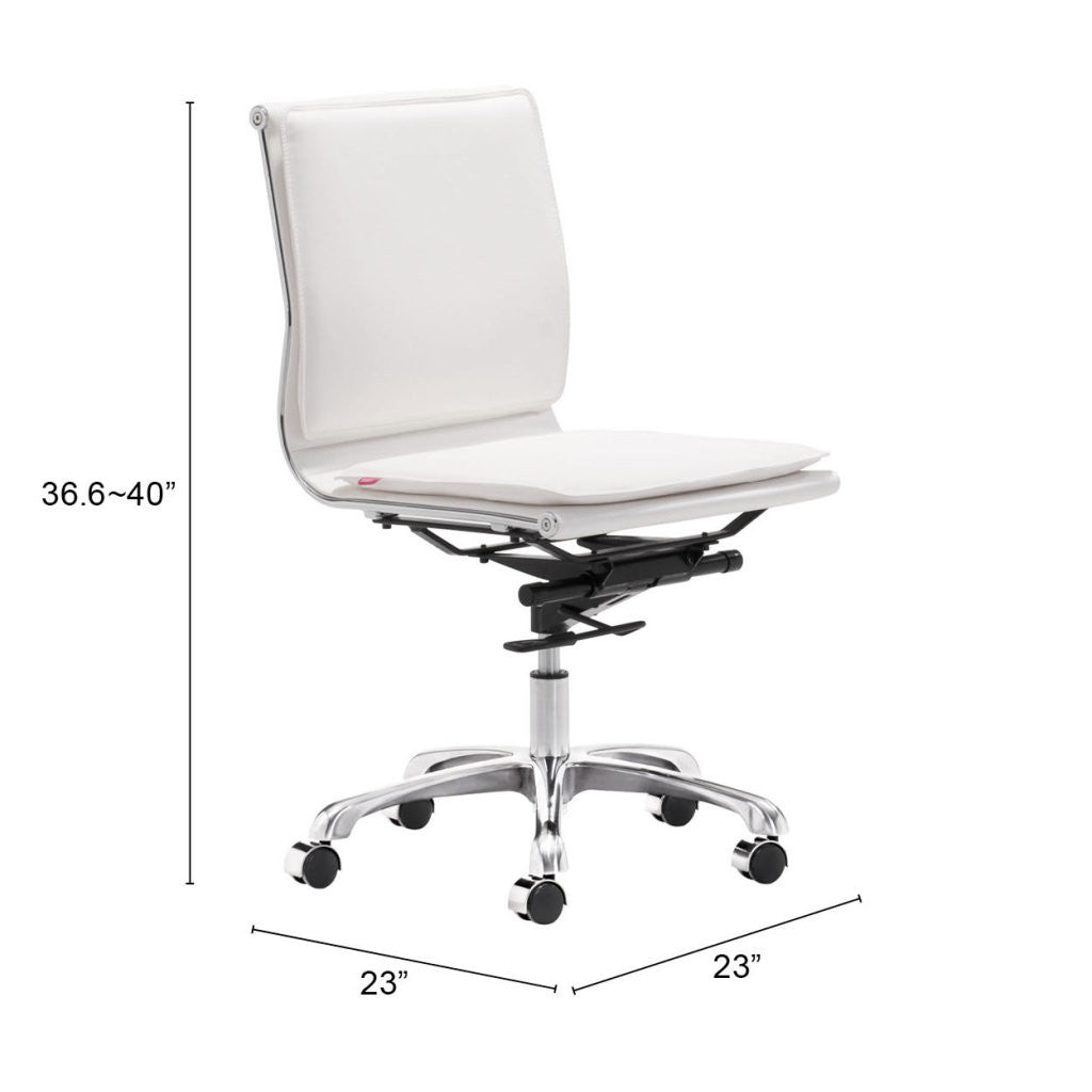 White and Silver Adjustable Swivel Faux Leather Rolling Executive Office Chair-Office Chairs-DECOROLALA