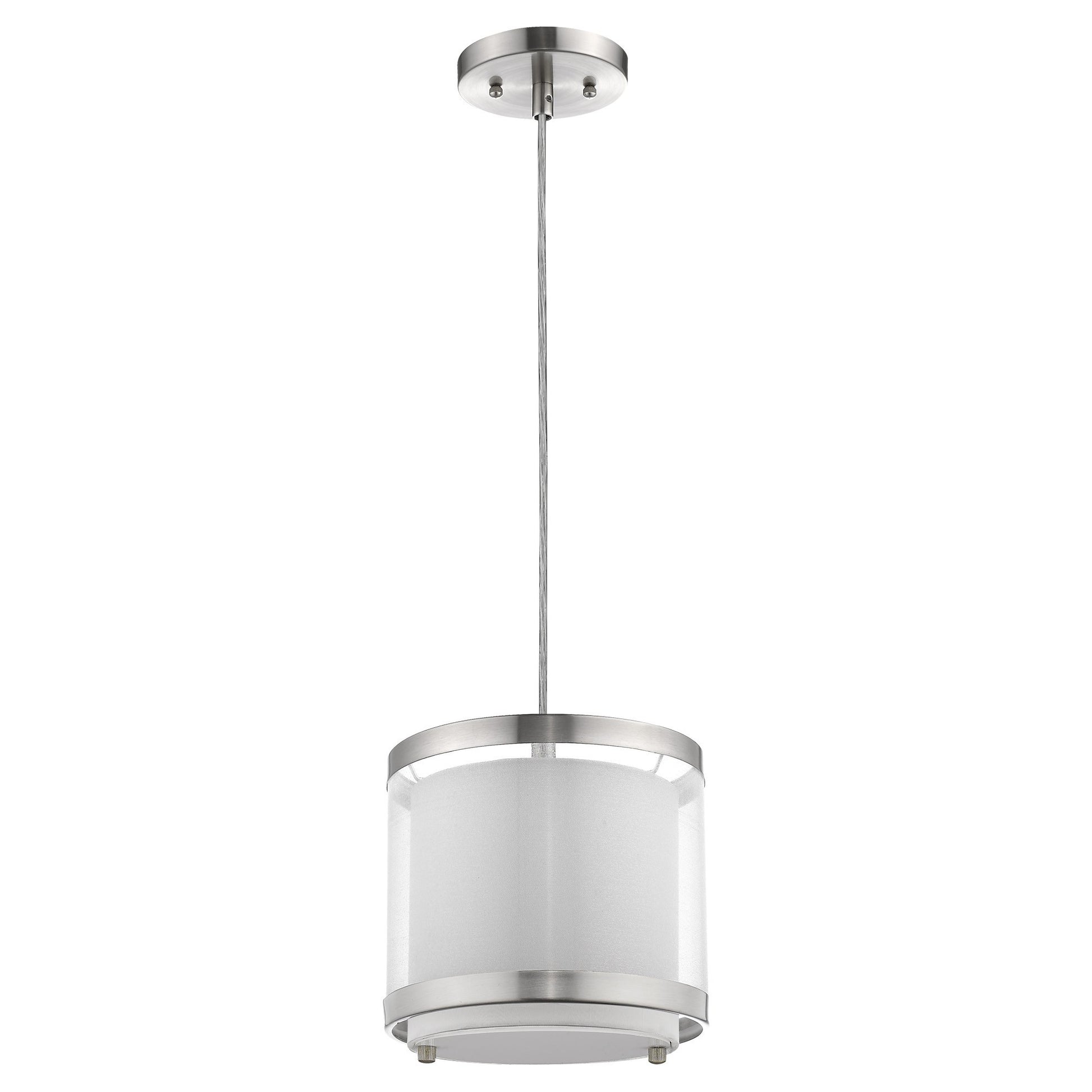White and Silver Hanging Light with Fabric Shade-Chandeliers-DECOROLALA