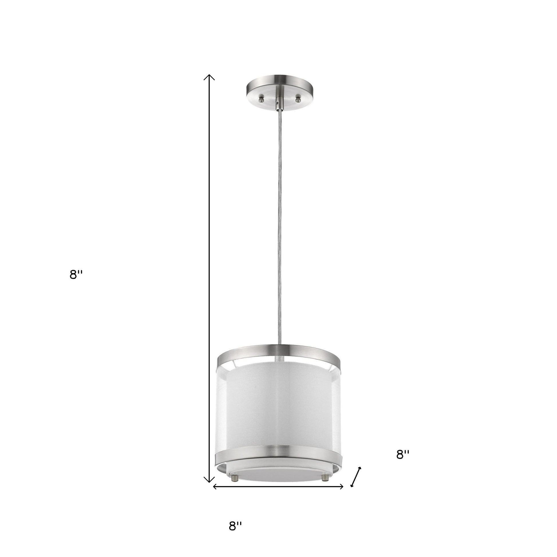 White and Silver Hanging Light with Fabric Shade-Chandeliers-DECOROLALA