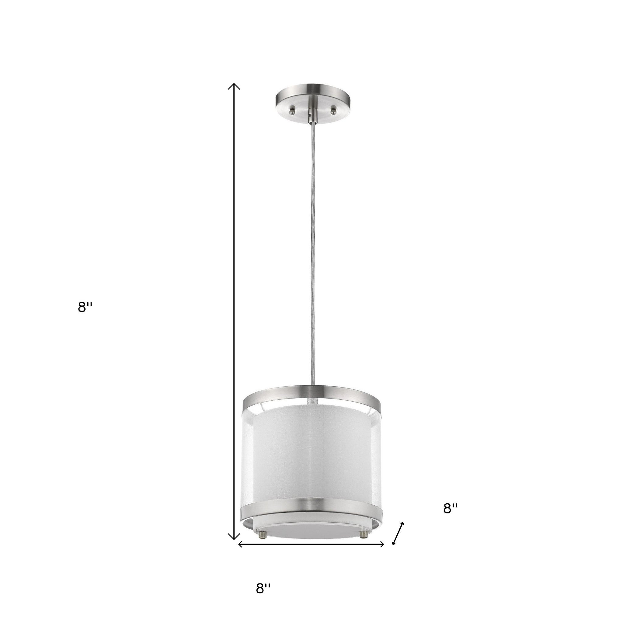 White and Silver Hanging Light with Fabric Shade-Chandeliers-DECOROLALA