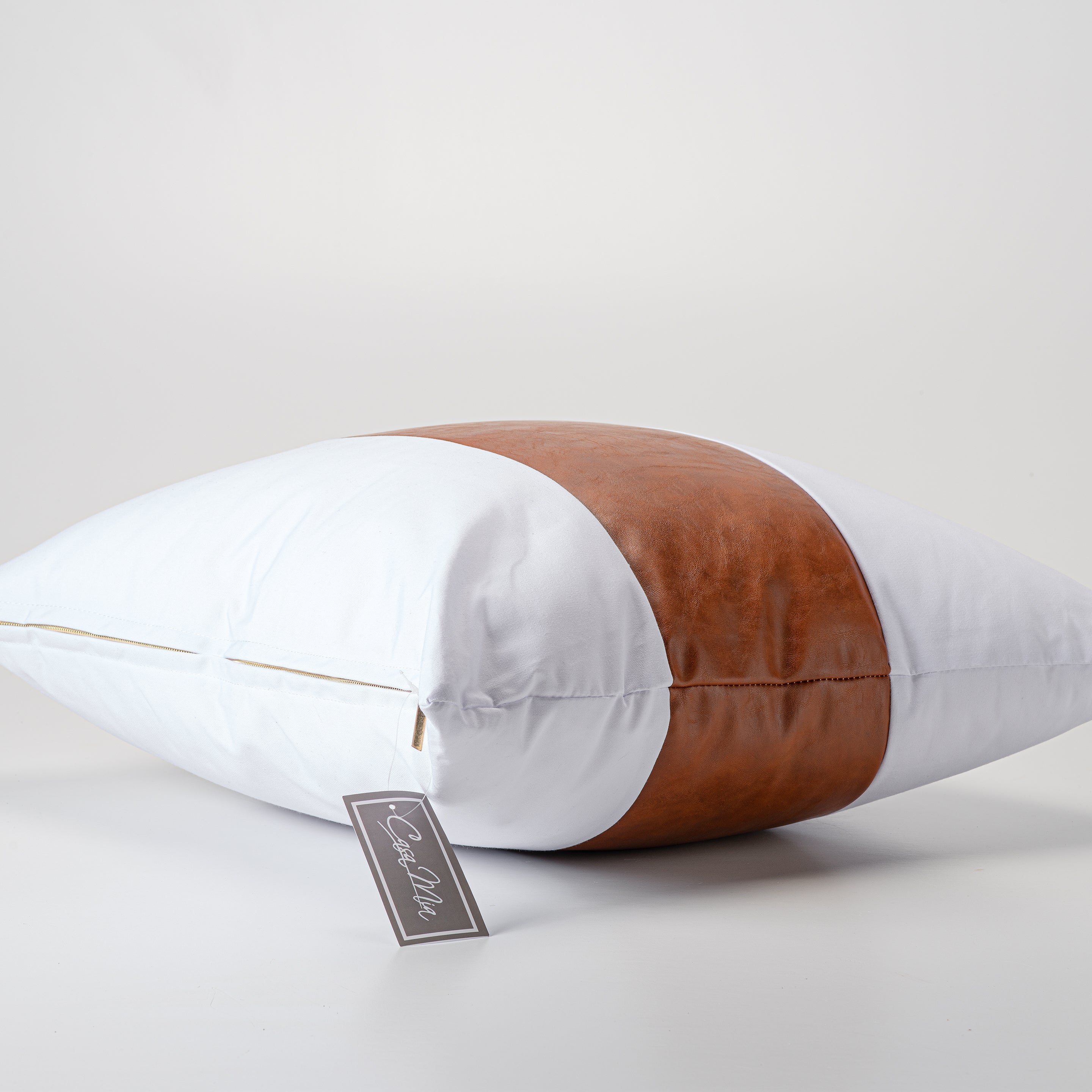 White and Tan Nautical Style Decorative Pillow 20" x 20"-Decorative Cushions-DECOROLALA
