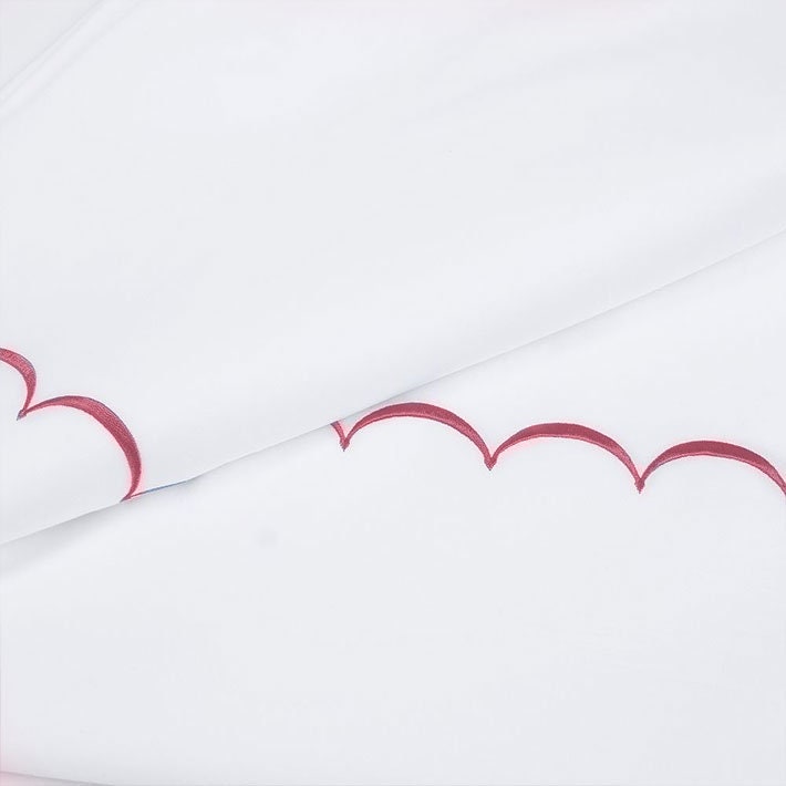 White with Bubblegum Pink - Cotton Sateen, Pure Linen, Linen Cotton Mix | 3 Piece Embroidered Edge Duvet Cover Set | Handmade | Pre-washed-n/a-DECOROLALA