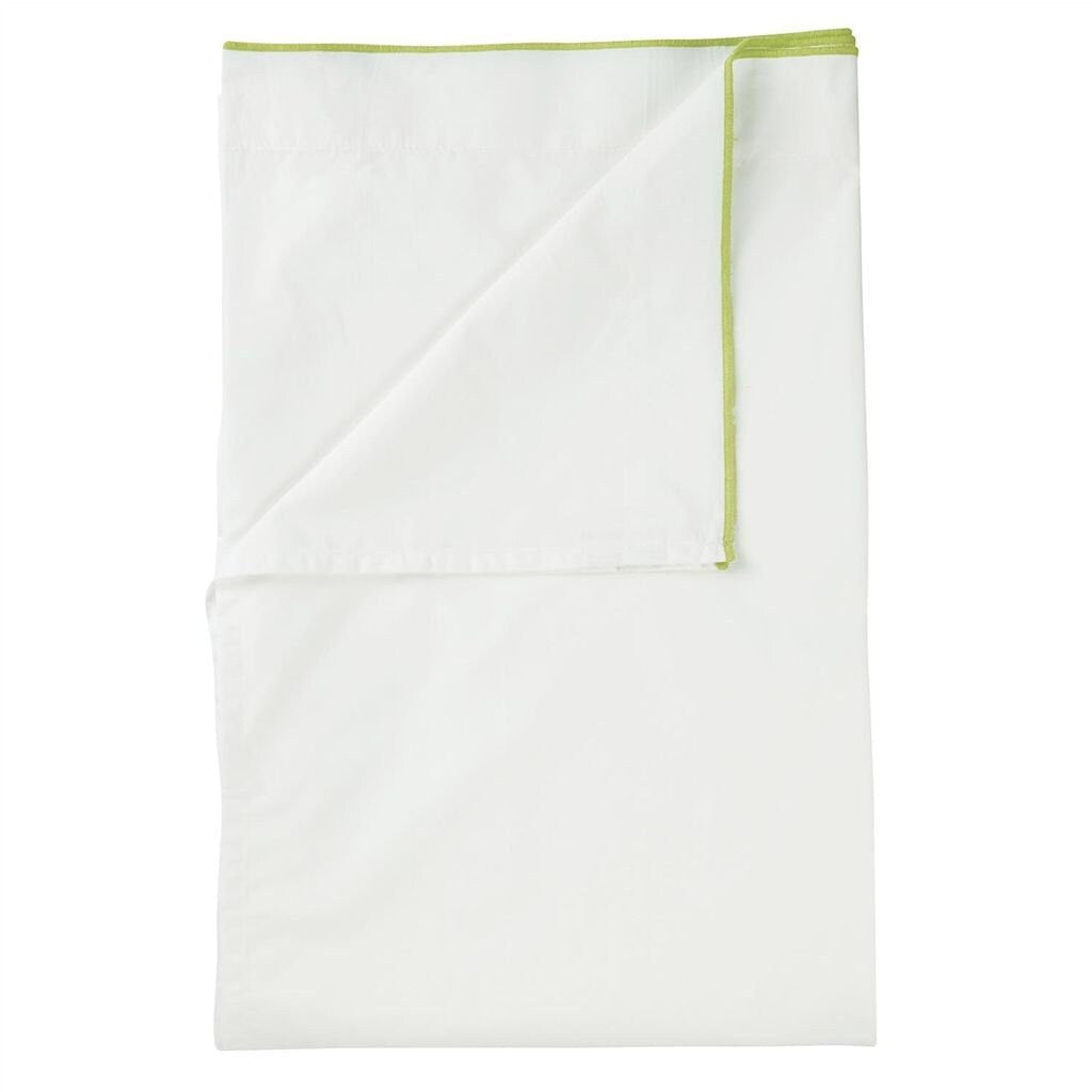 White with Lime Green Piping - Pure Cotton, Pure Linen or Linen Cotton Mix | 3 Piece Piped Duvet Cover Set | Handmade | Pre-washed-n/a-DECOROLALA