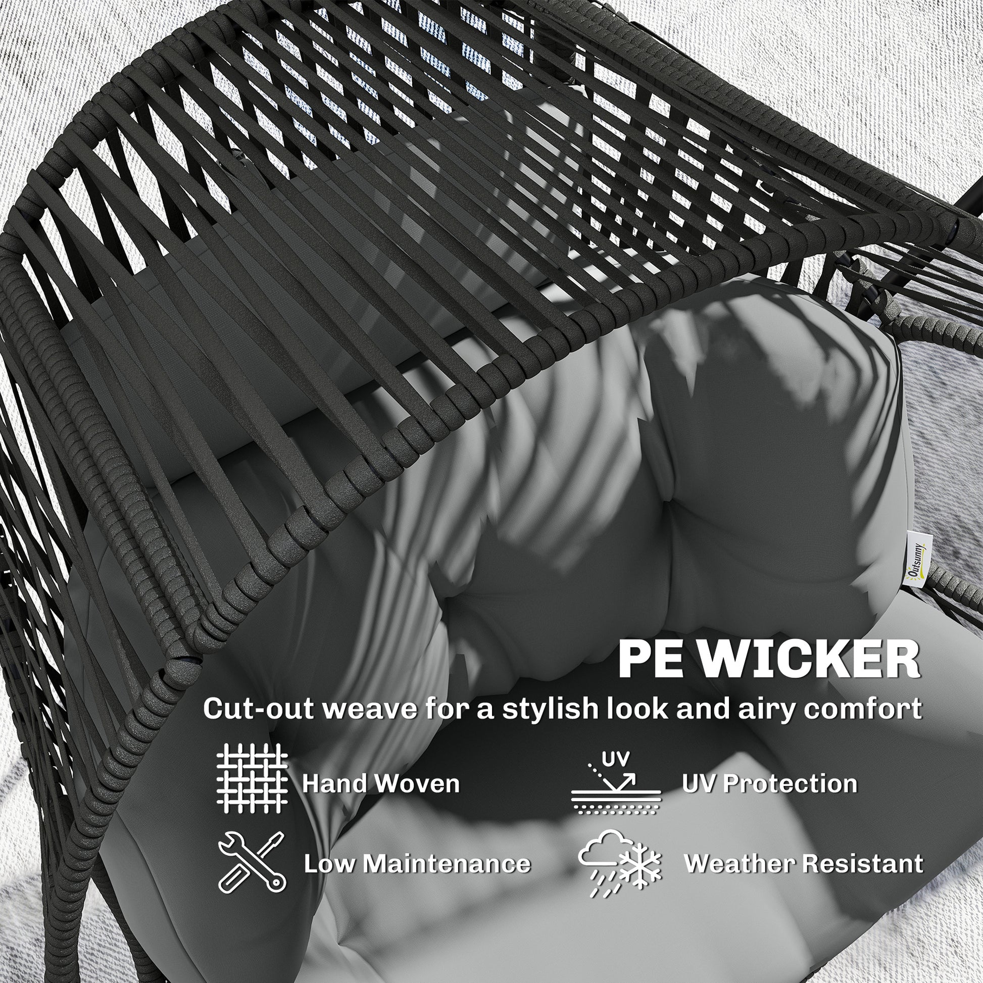Wicker Egg Chair - Grey Rattan Lounge-DECOROLALA