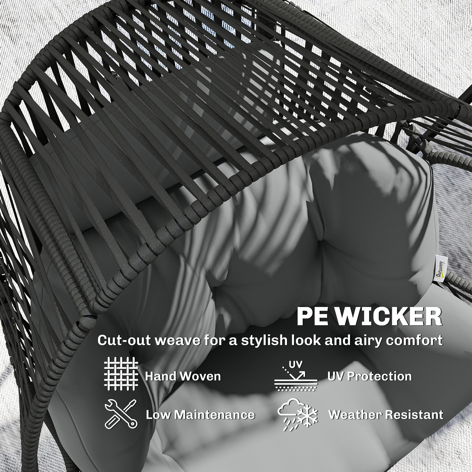 Wicker Egg Chair - Grey Rattan Lounge-DECOROLALA