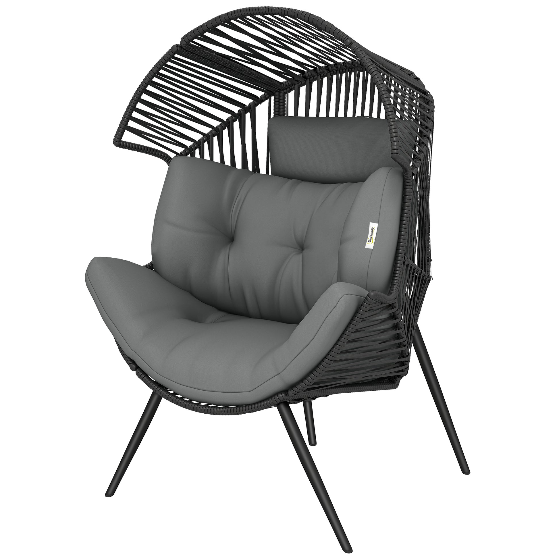 Wicker Egg Chair - Grey Rattan Lounge-DECOROLALA
