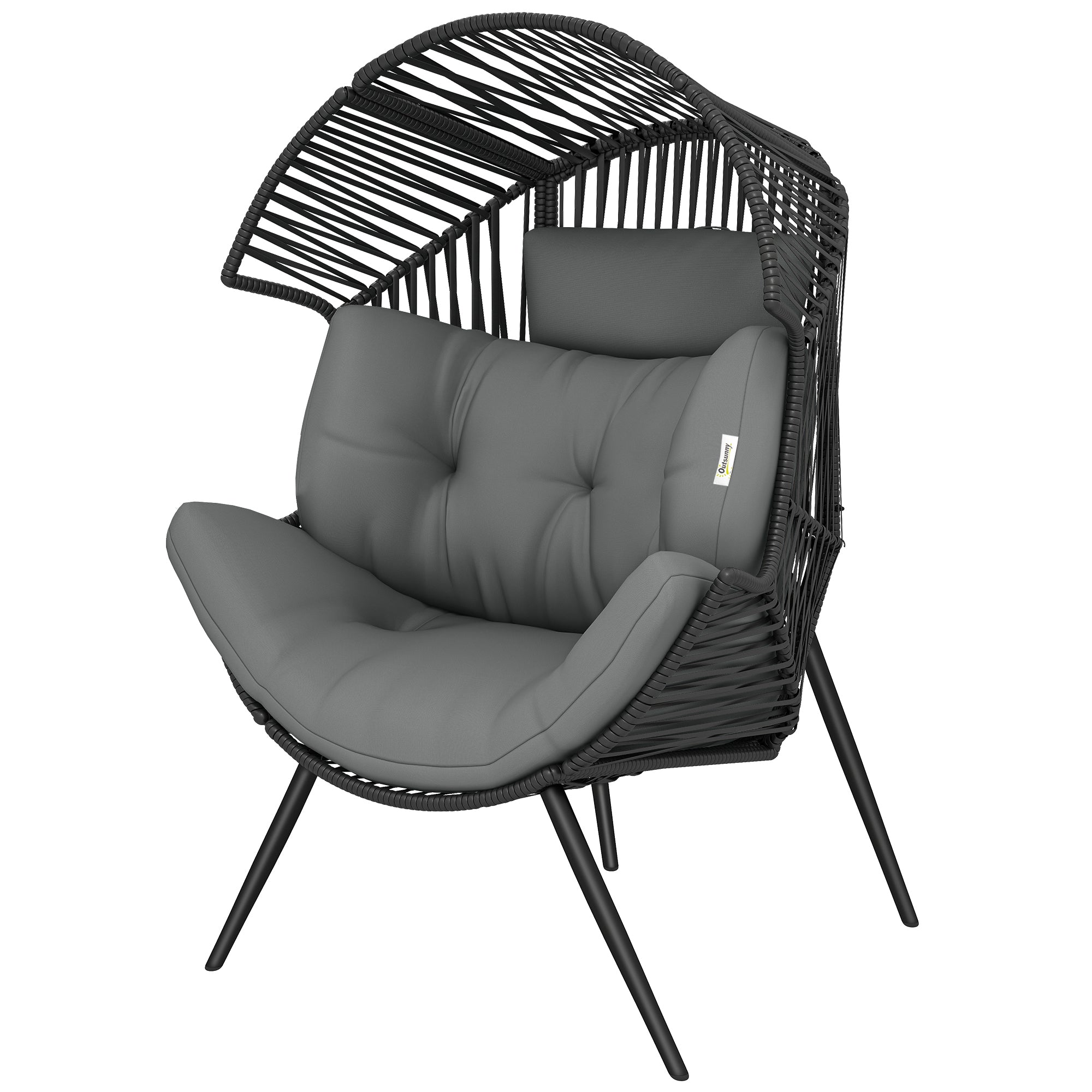 Wicker Egg Chair - Grey Rattan Lounge-DECOROLALA