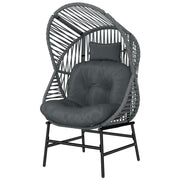 Wicker Egg Chair Outdoor Rattan Dark Grey 330lbs-DECOROLALA