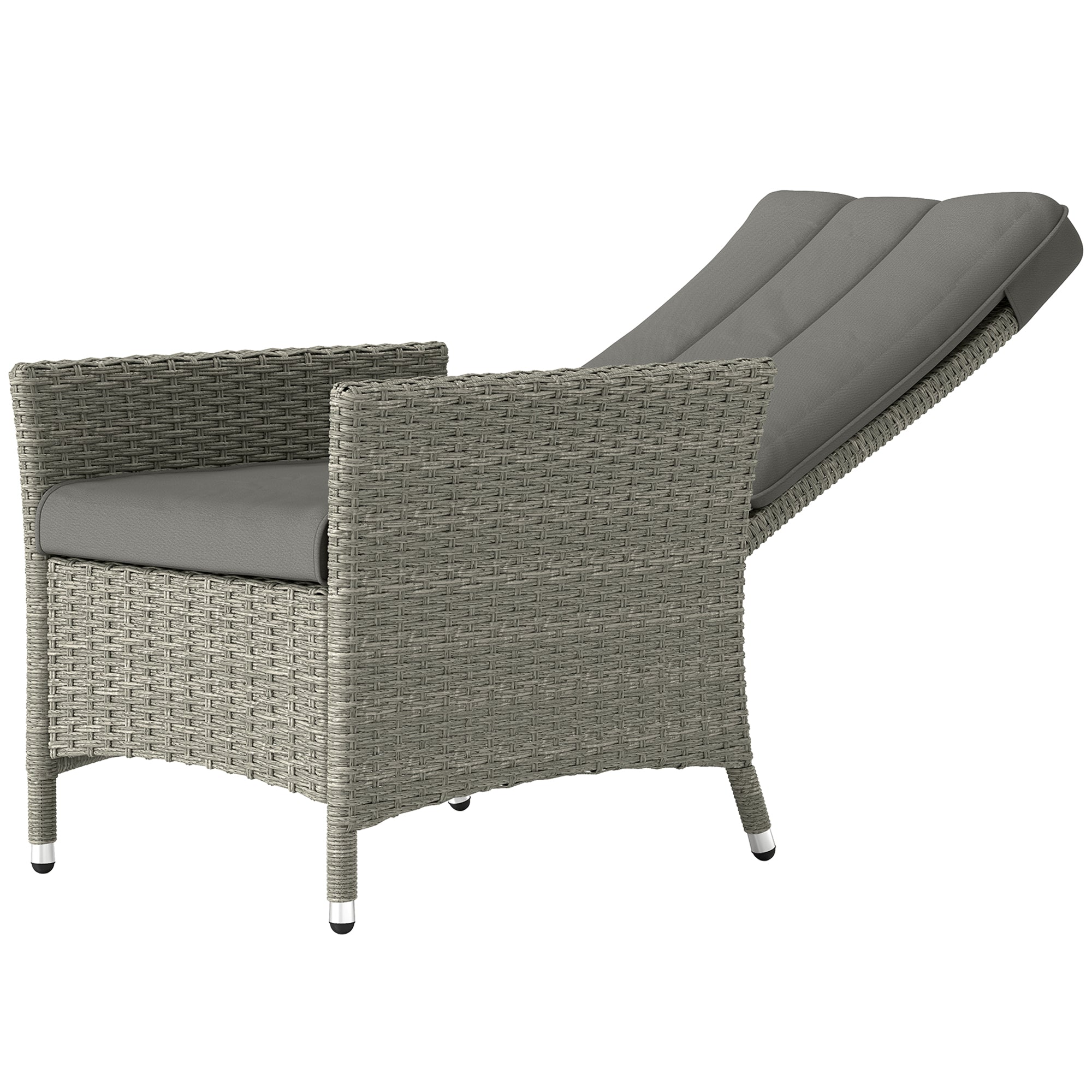 Wicker Outdoor Recliner Chair with Cushion - Grey-DECOROLALA