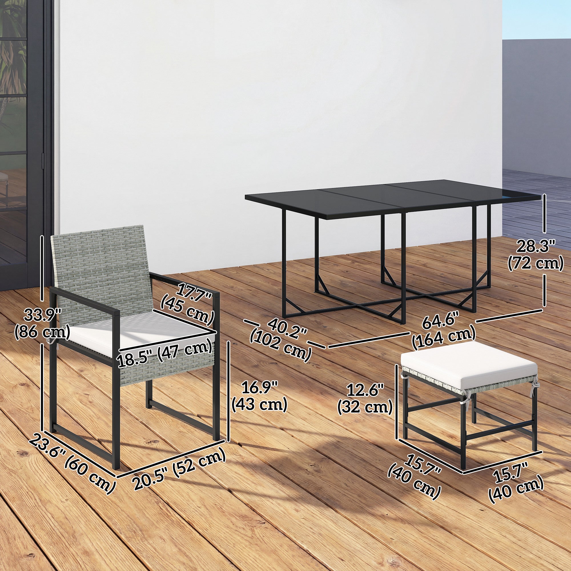 Wicker Patio Dining Set 11pc Light Grey-DECOROLALA