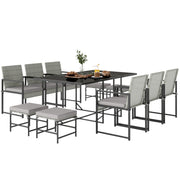Wicker Patio Dining Set 11pc Light Grey-DECOROLALA