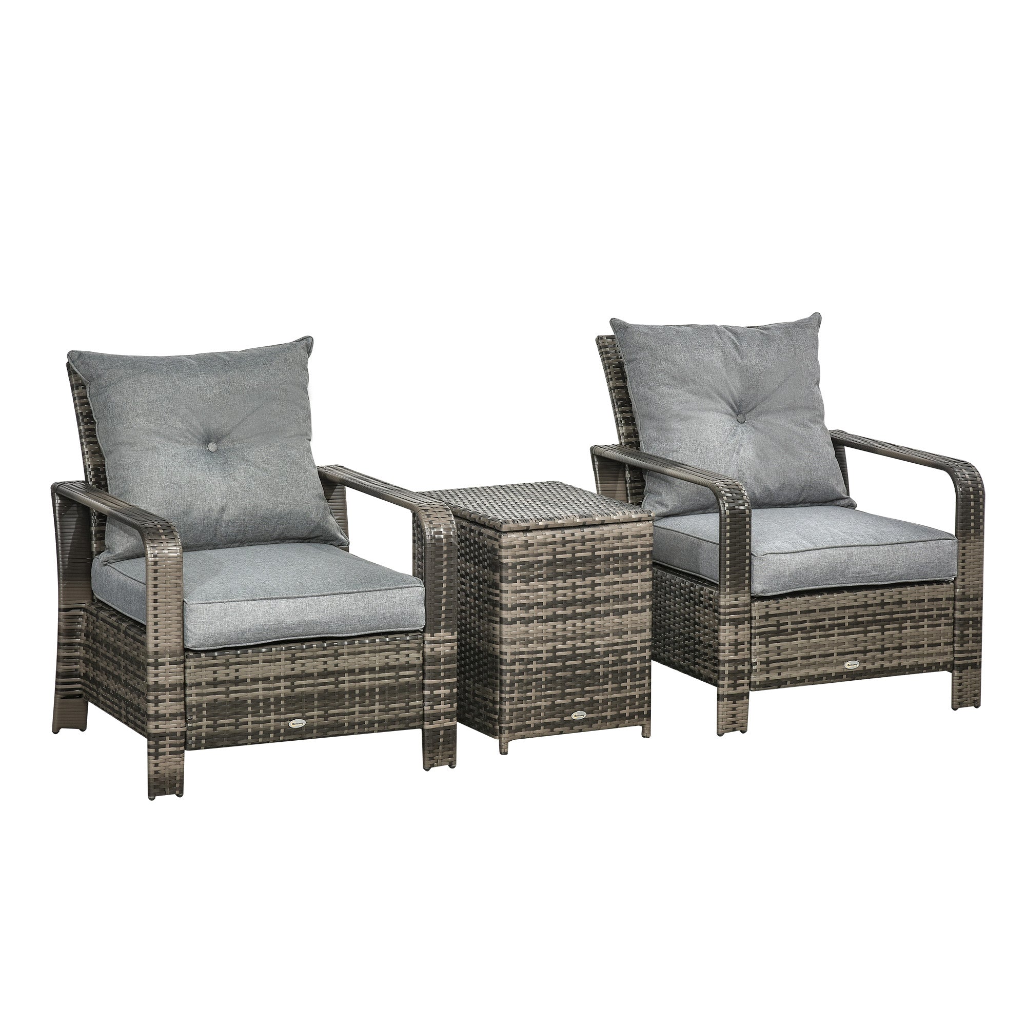 Wicker Patio Furniture Set 3-Piece Rattan Grey-DECOROLALA