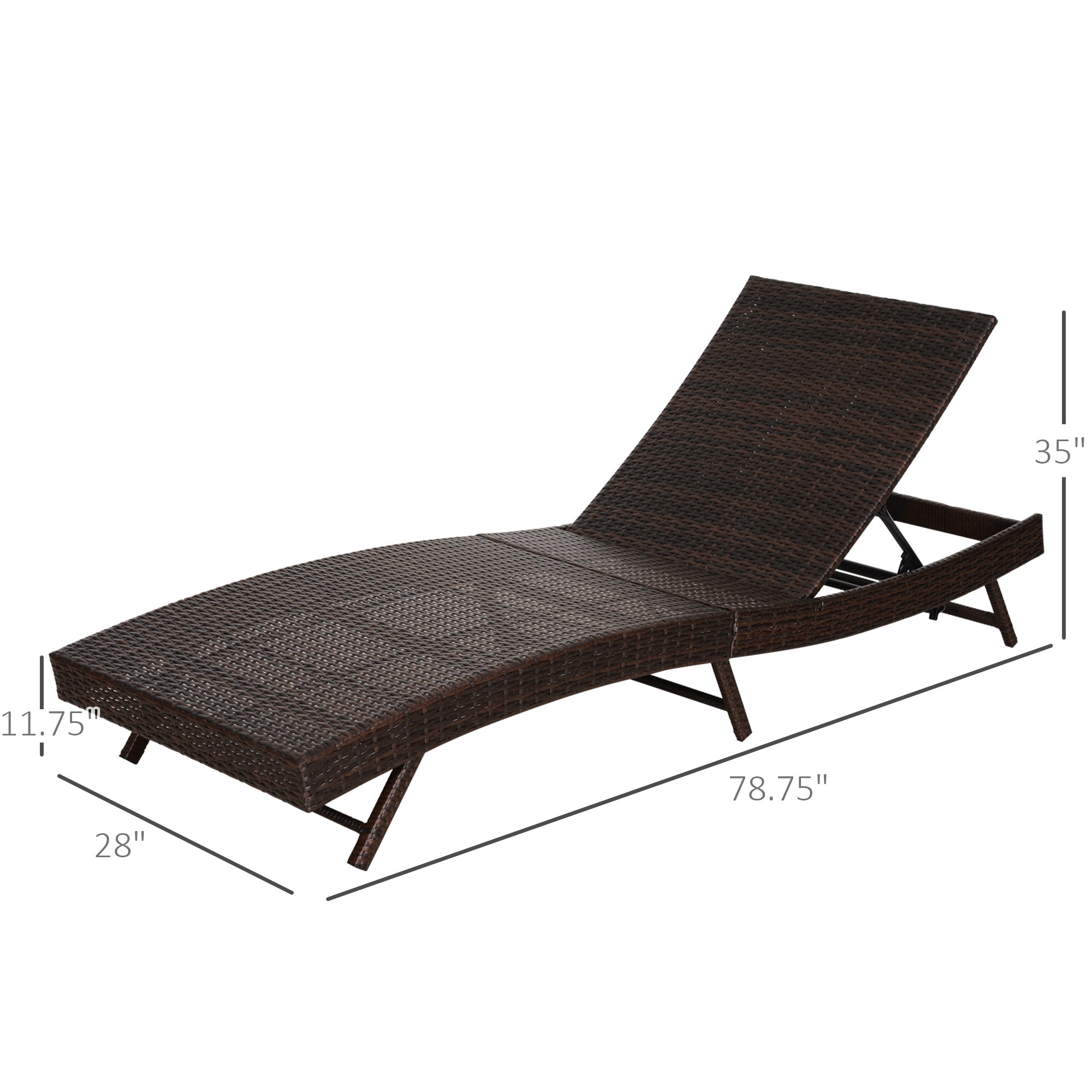 Wicker Patio Lounger, Outdoor S Shape Recliner, 5-Level Backrest, Cream White-DECOROLALA