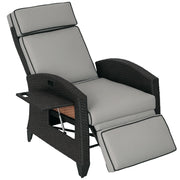 Wicker Recliner Chair Adjustable Light Grey-DECOROLALA
