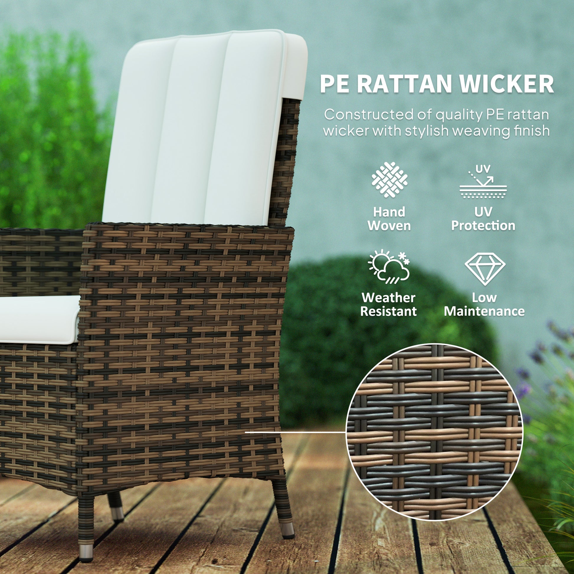 Wicker Recliner Chair - Cream White Adjustable-DECOROLALA